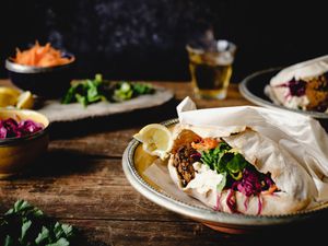 Falafel with pickled vegetables