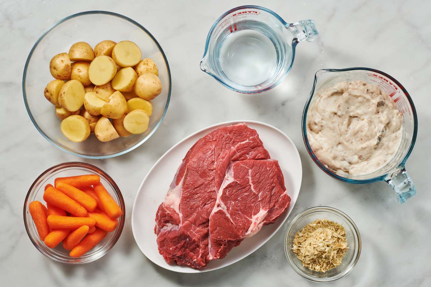 Ingredients to make slow cooker onion soup beef pot roast