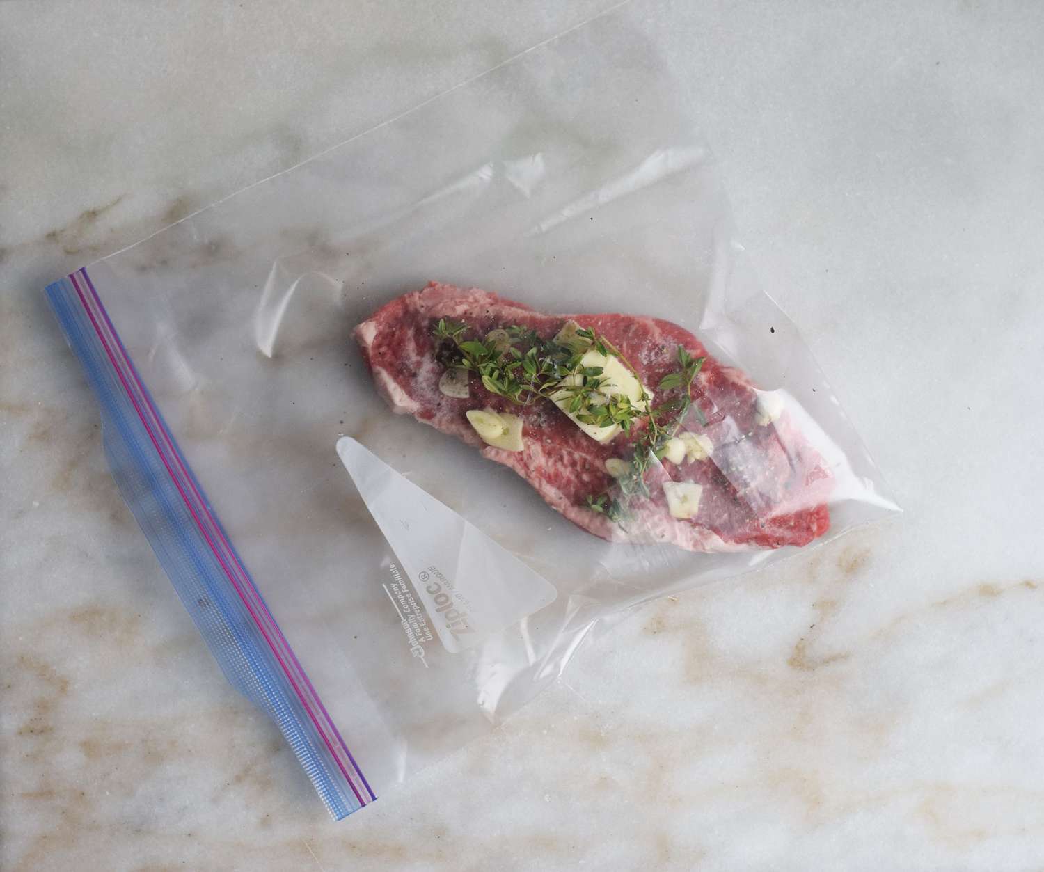 Steak in a bag with seasonings