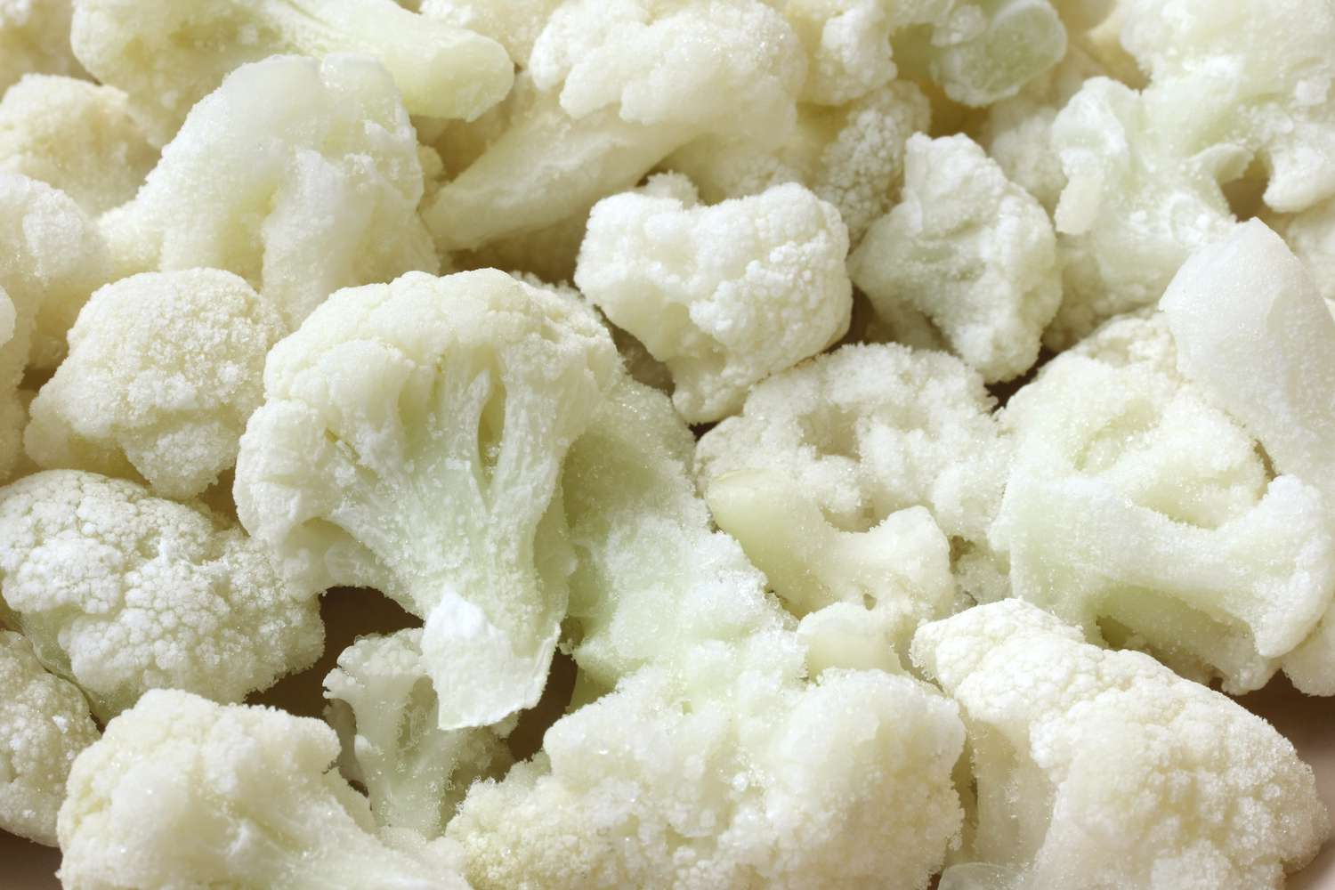 Close up of frozen cauliflower