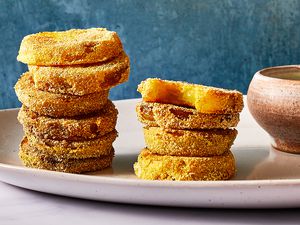 classic fried green tomatoes on a plate