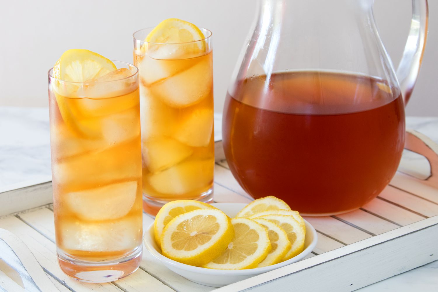 Iced Tea Pitcher and Glasses on Tray