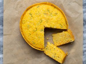 instant pot cornbread with slices on parchment paper