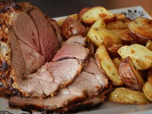 Brined and Basted Rotisserie Lamb Roast