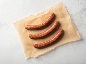 merguez sausage on butcher paper