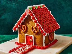 decorated gingerbread house