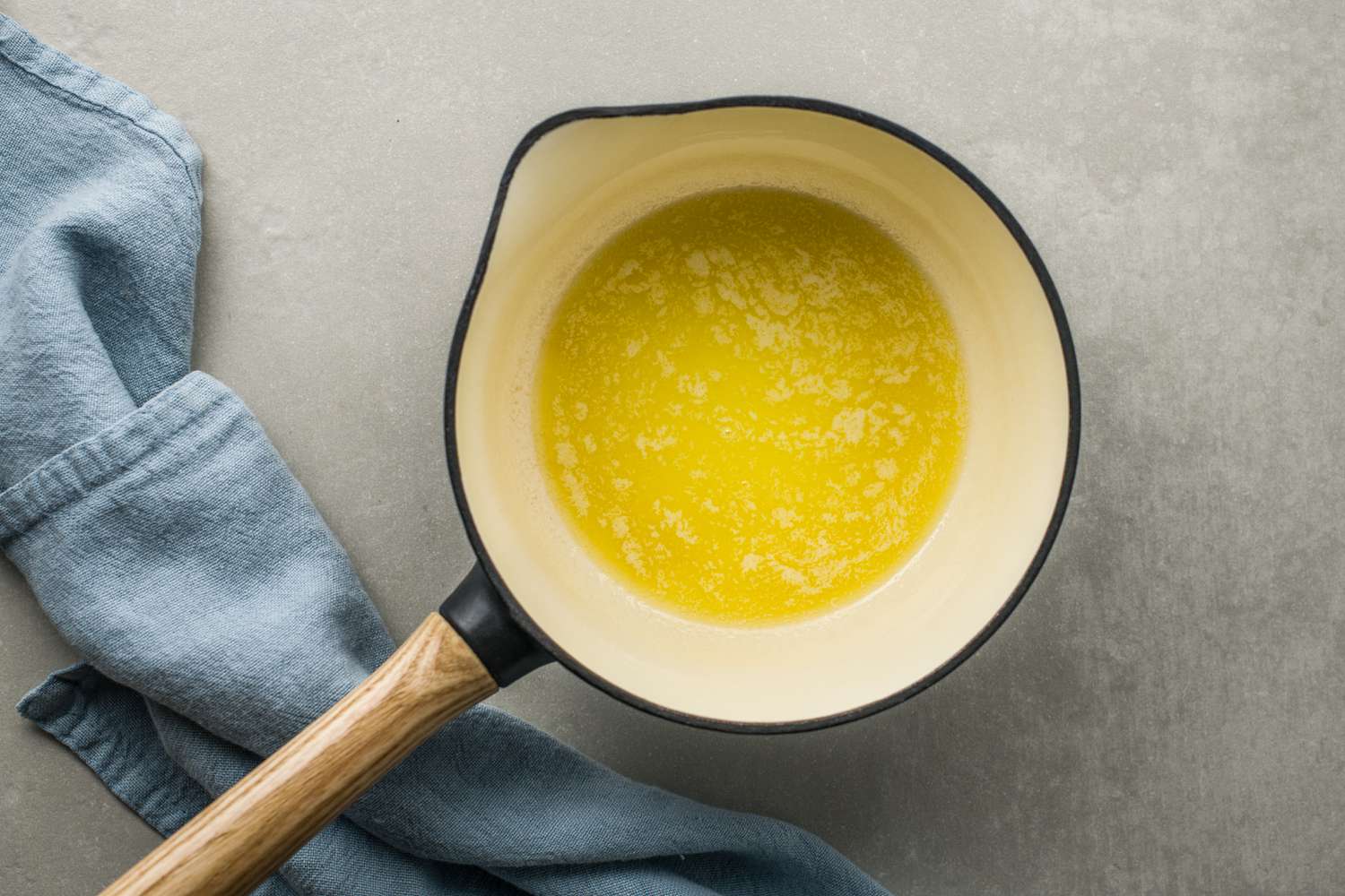 Melted butter in a pan