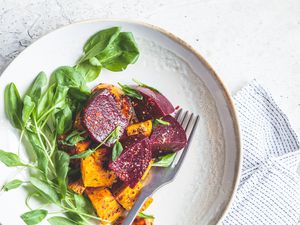 Roasted Sweet Potatoes and Beets 