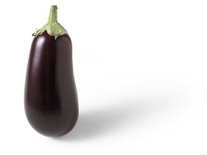 Eggplant standing on end, close-up