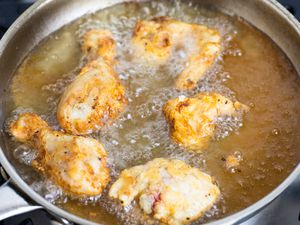 Frying southern fried chicken