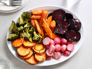 roasted vegetables on a serving platter