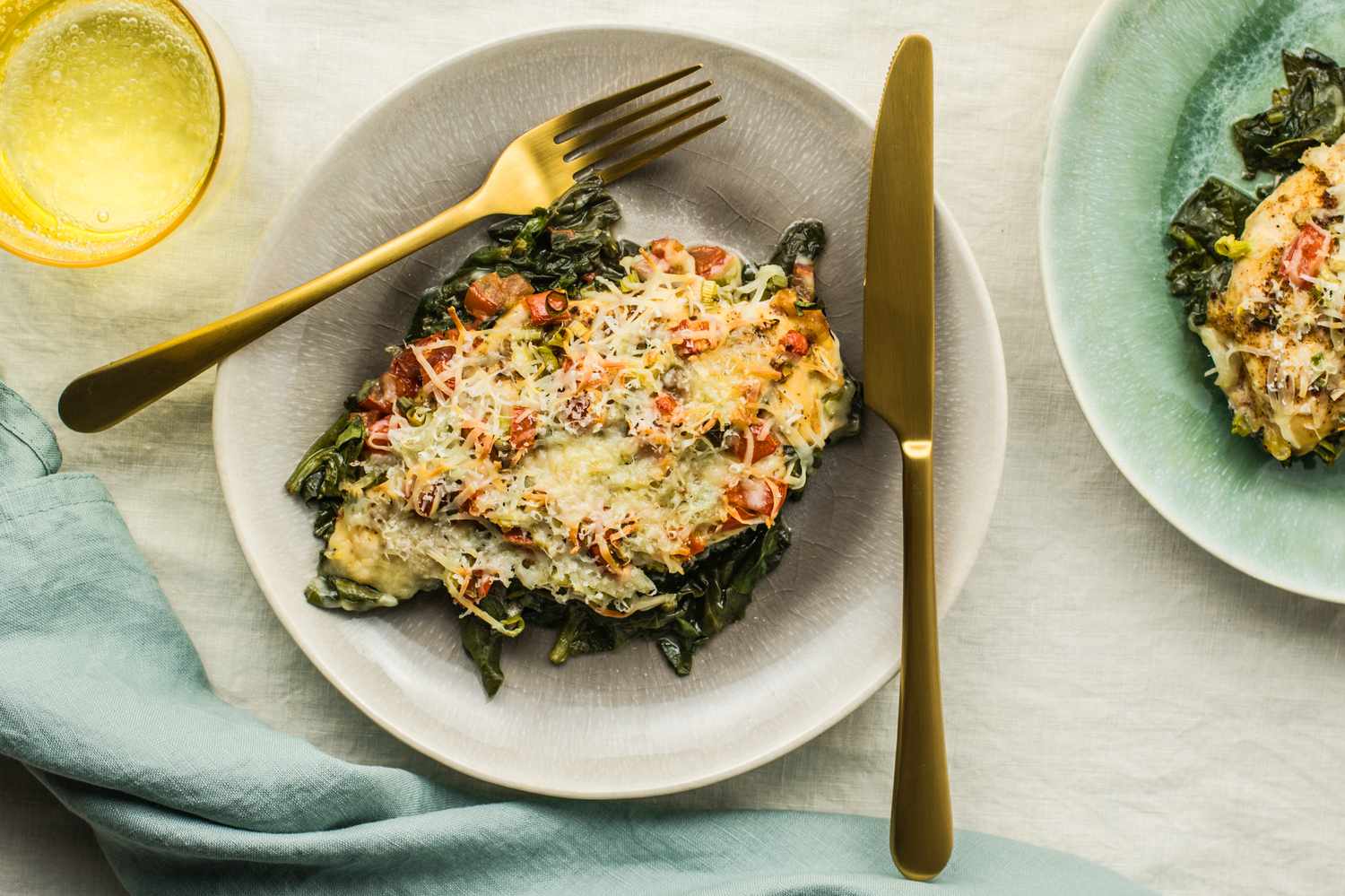 Baked chicken with spinach