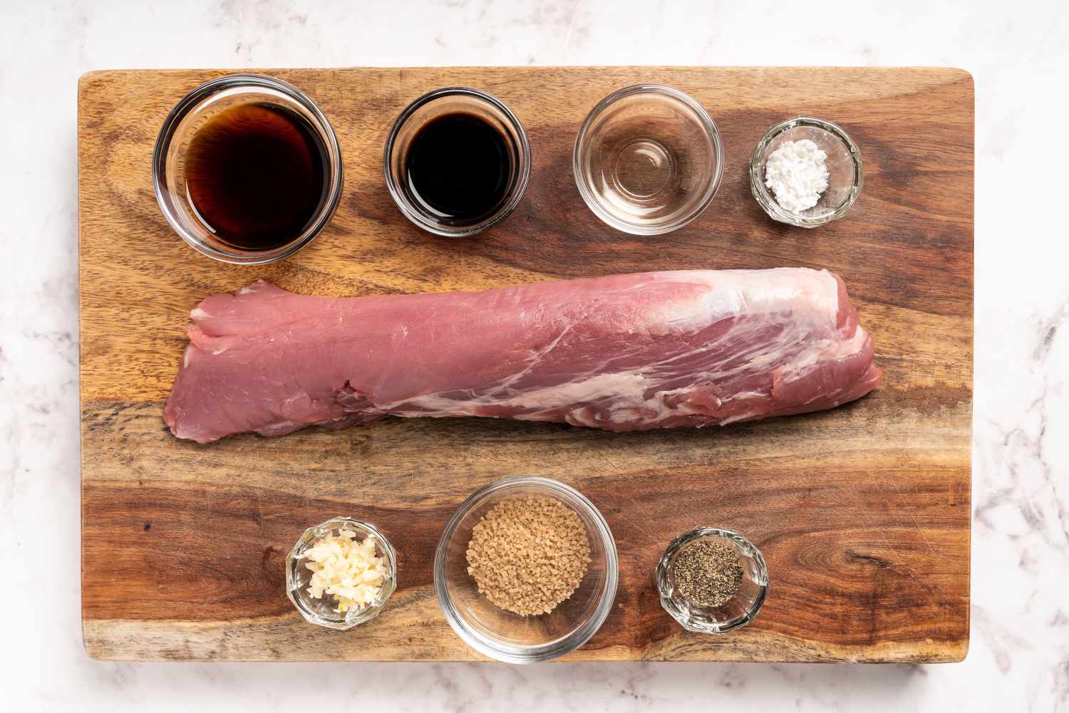 Ingredients for pork stir-fry marinade recipe gathered