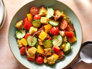 Panzanella Salad in a bowl 