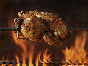 Spit-roasted turkey