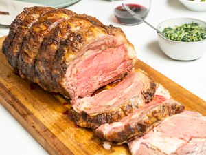 Roast prime rib rib beef au jus