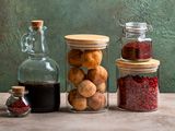 Persian pantry ingredients in jars 