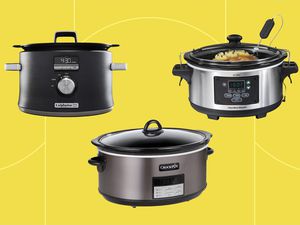 Slow cookers we recommend on a yellow background