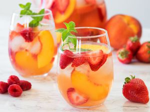 Rosé Sangria With Peach, Raspberry, and Strawberry