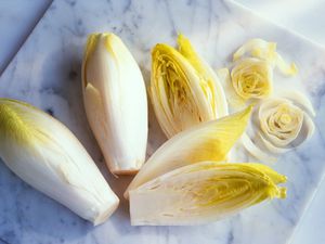 Belgian endive features compact, cylindrical heads