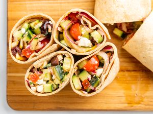 Greek vegetable and feta wrap