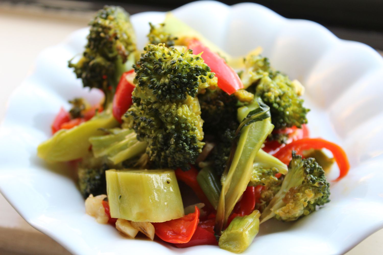 Garlic Roasted Broccoli and Red Peppers