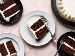 Gluten Free Chocolate Cake slices on plates 