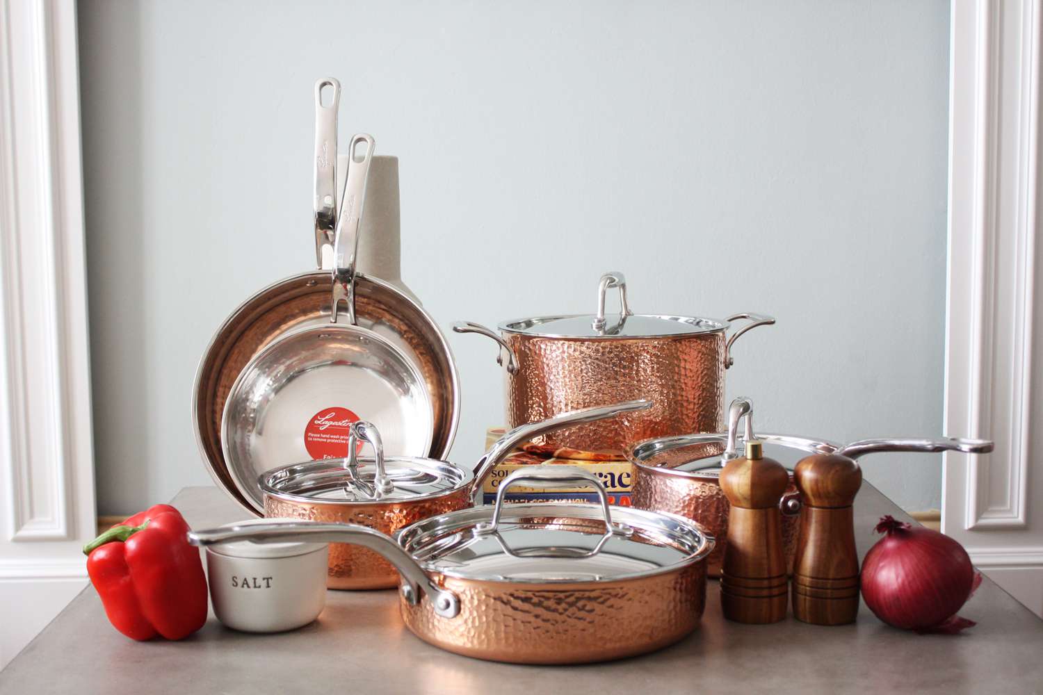 Lagostina Martellata 10-Piece Hammered Copper Cookware Set