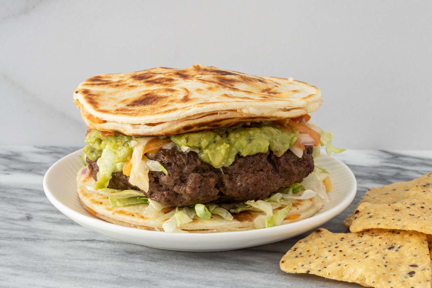 Quesadilla burger with guacamole