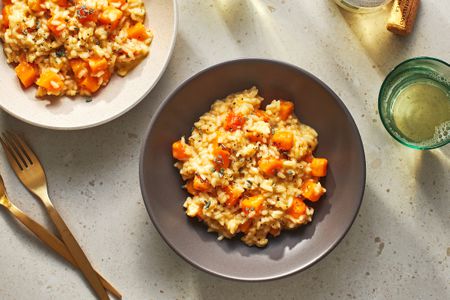  butternut squash risotto in bowls