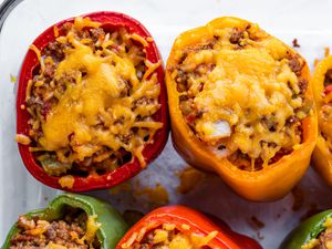 Gluten-Free Stuffed Peppers With Ground Beef, Rice, and Cheese