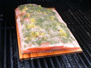 Place plank on grill