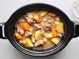 flour and water added to finished stew in crock pot