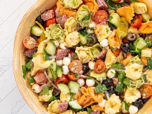 tortellini pasta salad closeup