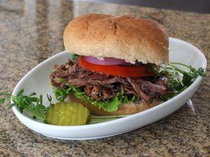 Shredded beef sandwich