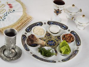 Table set for Passover Seder