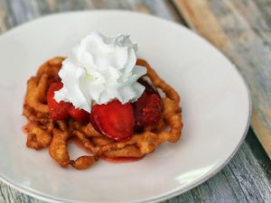 Basic Funnel Cake with Strawberries