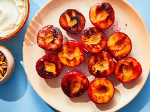 Grilled Plums on a platter 