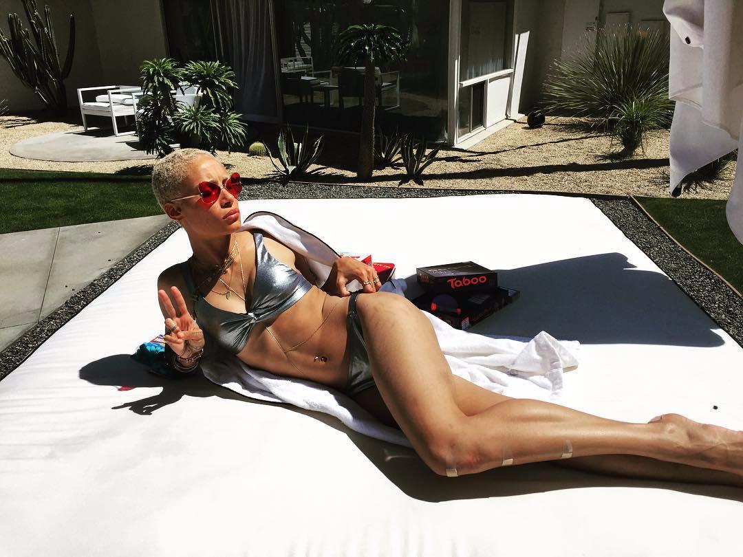  Shining star: Adwoa Aboah poses in a silver bikini