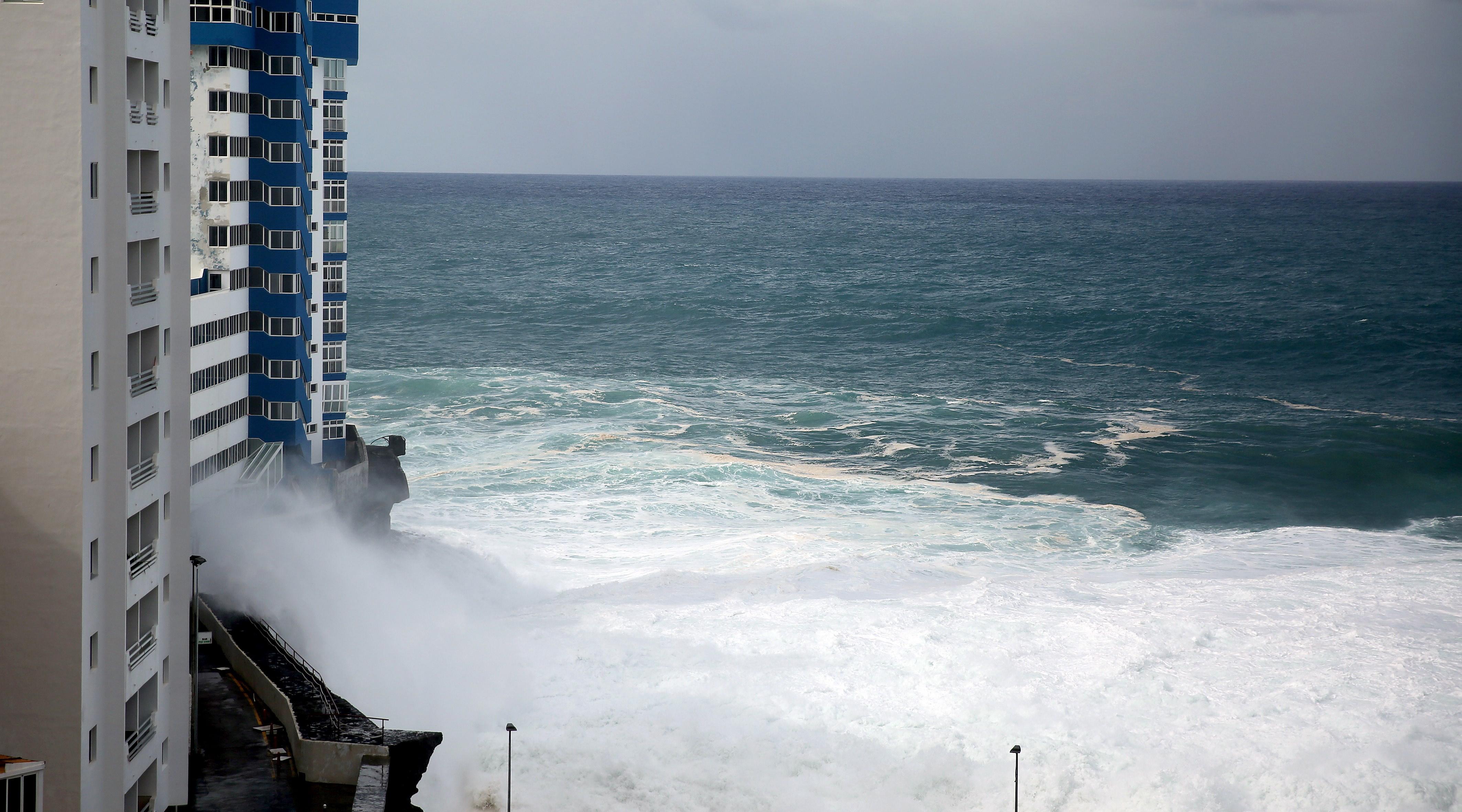  Waves hit this residential block in the village of Tacoronte