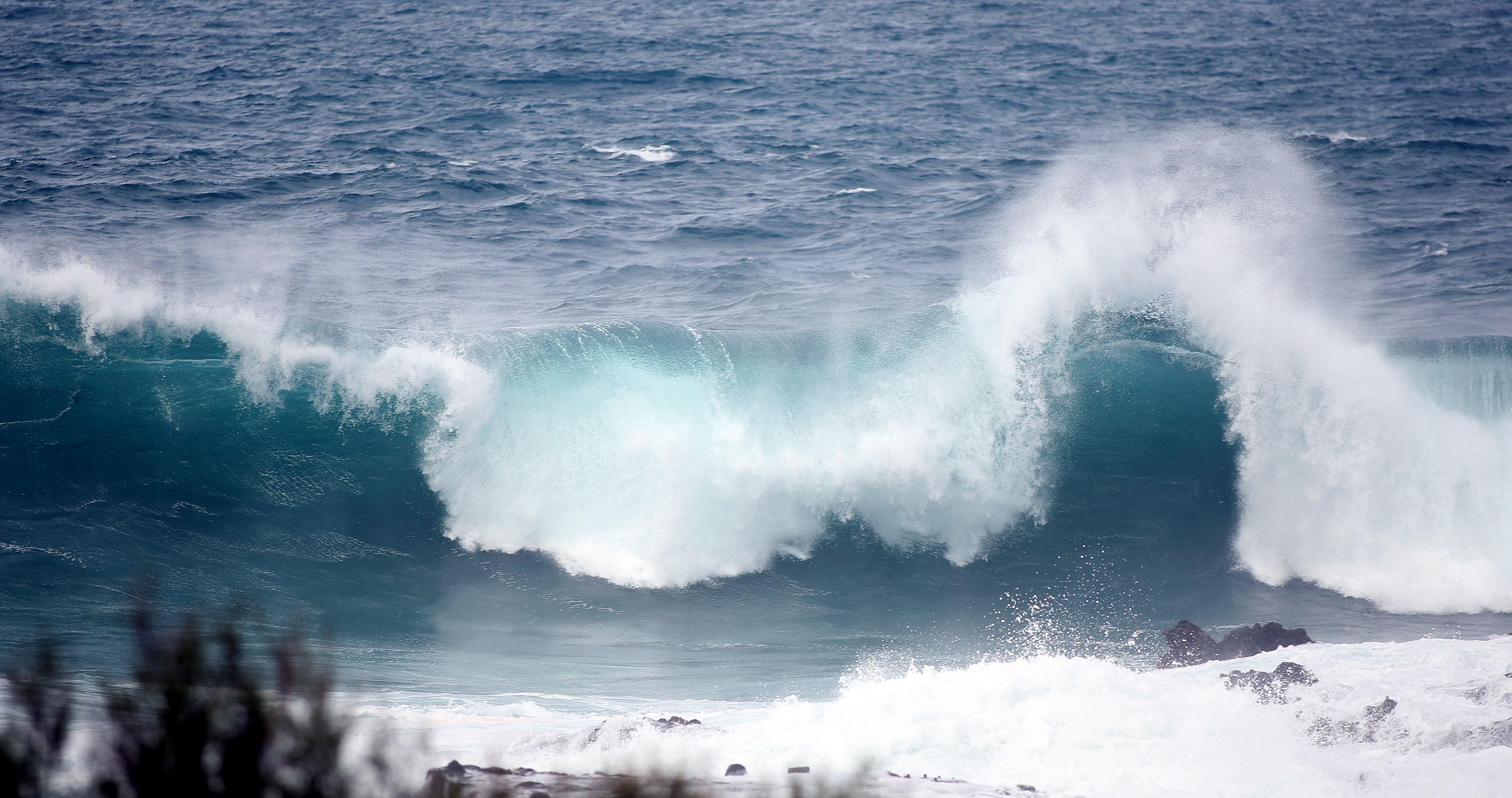  Towering waves of 40ft lashed the coast on Saturday