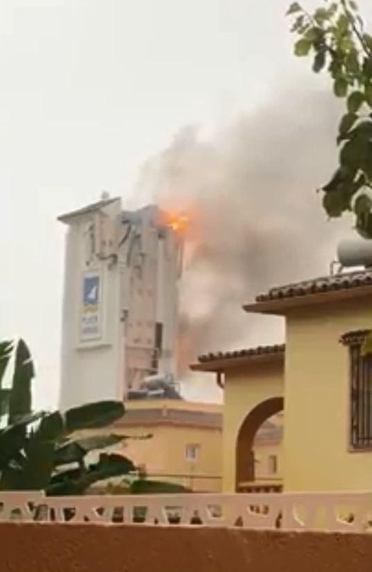  Hotel Playa in Las Chapa, Marbella, caught fire after it was hit by lightning