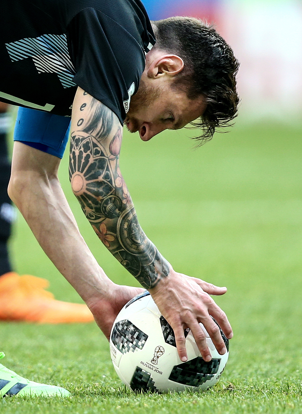  The Argentine icon has also been adding to a full sleeve on his right arm throughout his career