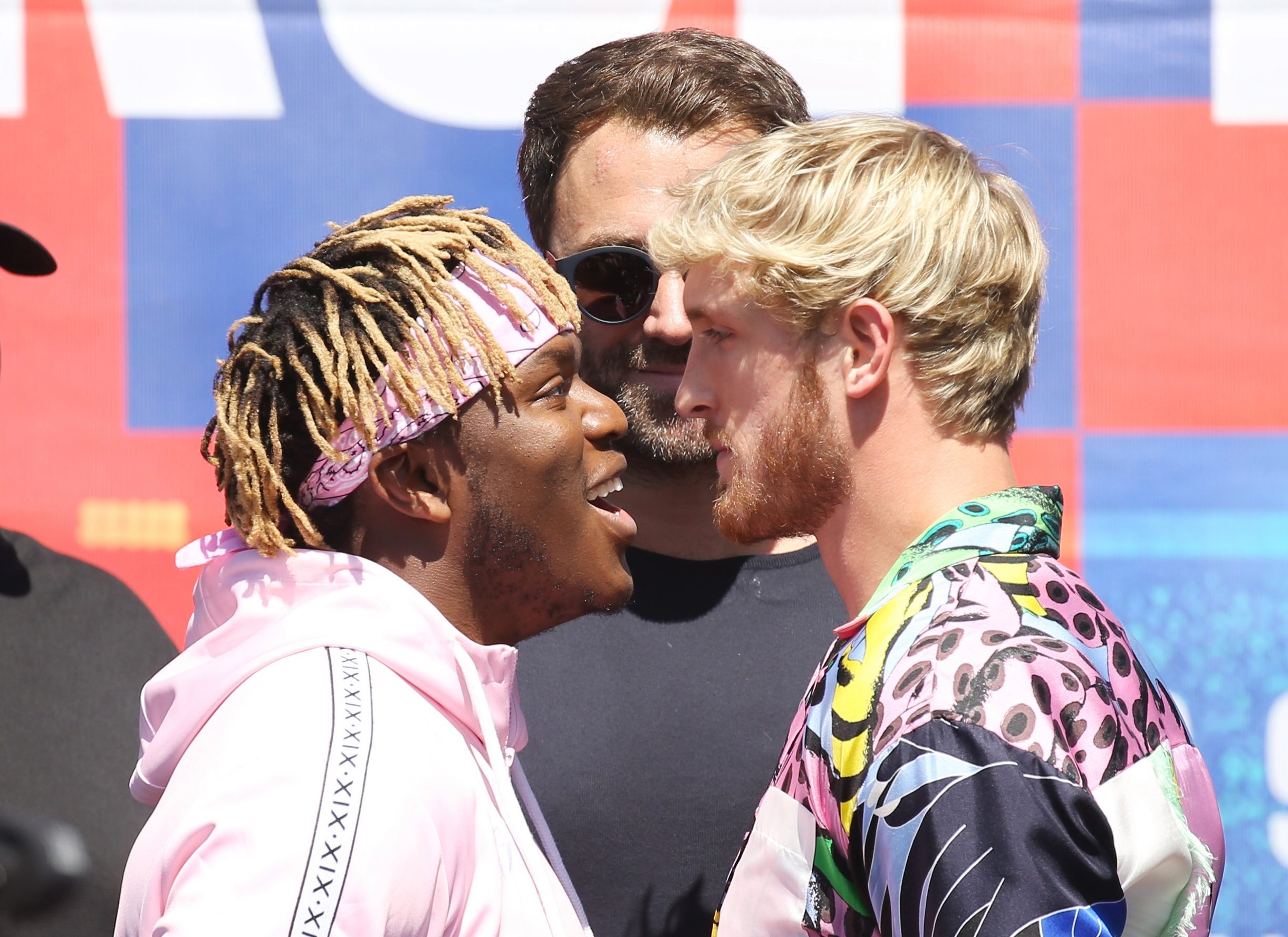  KSI and Logan Paul face off infront of a watching Eddie Hearn