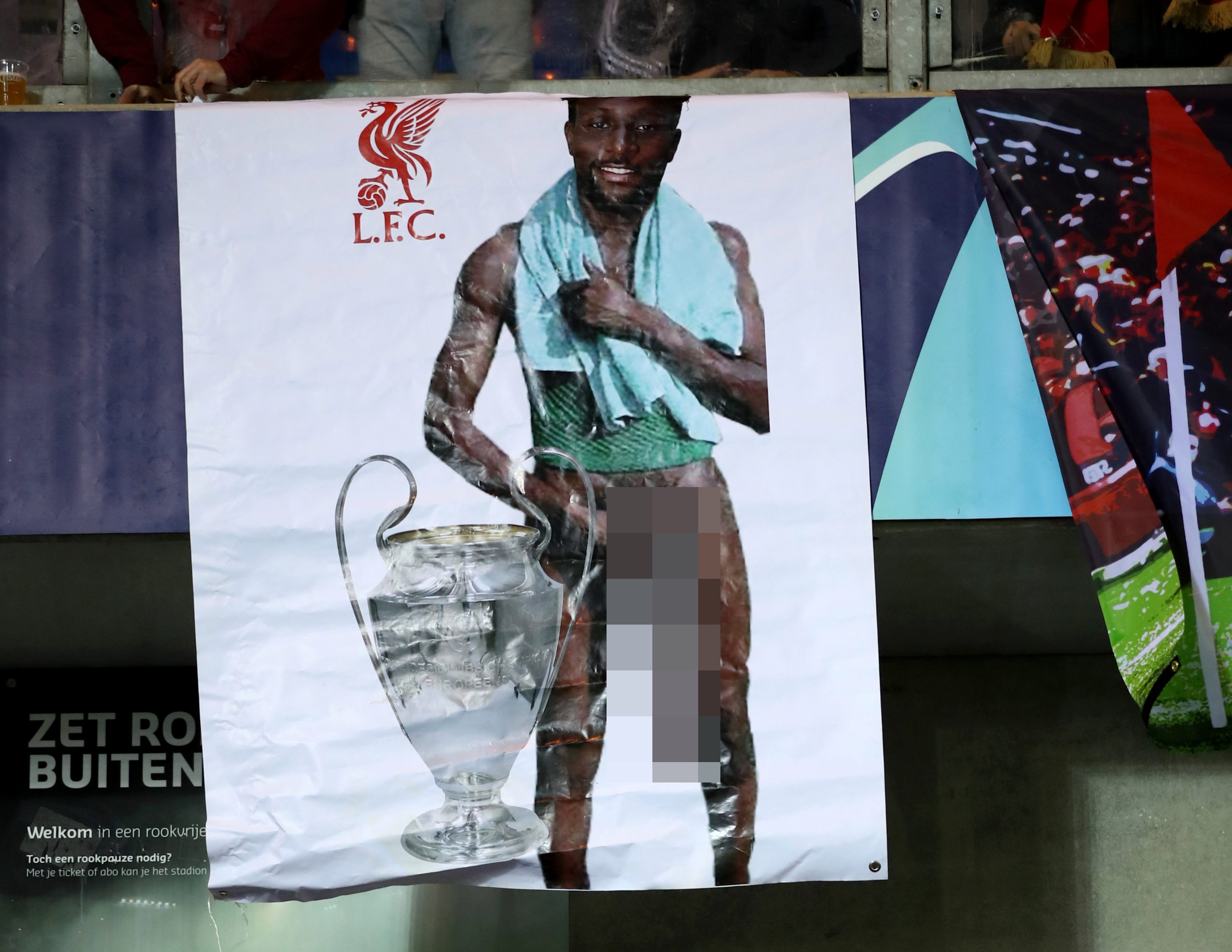  This was the racist banner that was held up during Liverpool's game against Genk