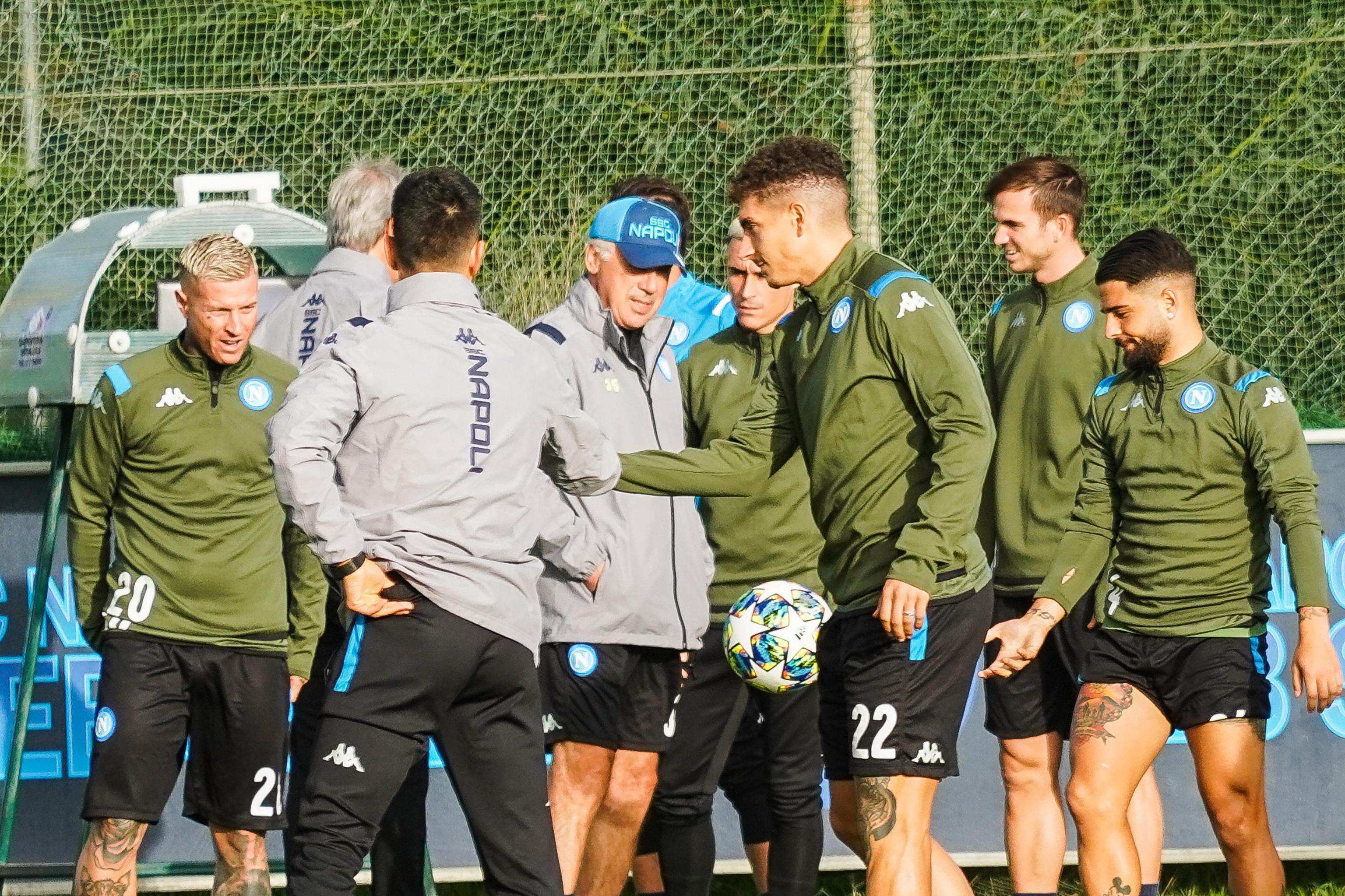  As the Napoli players trained fans outside protested outside and demanded 'respect'