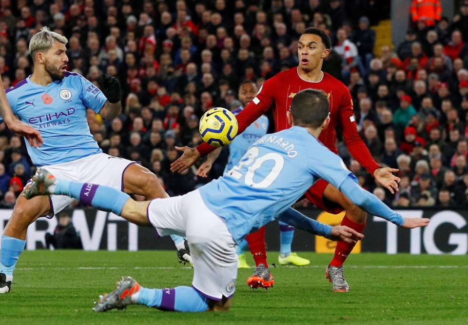  The ball appeared to strike Trent Alexander-Arnold's arm in the first half