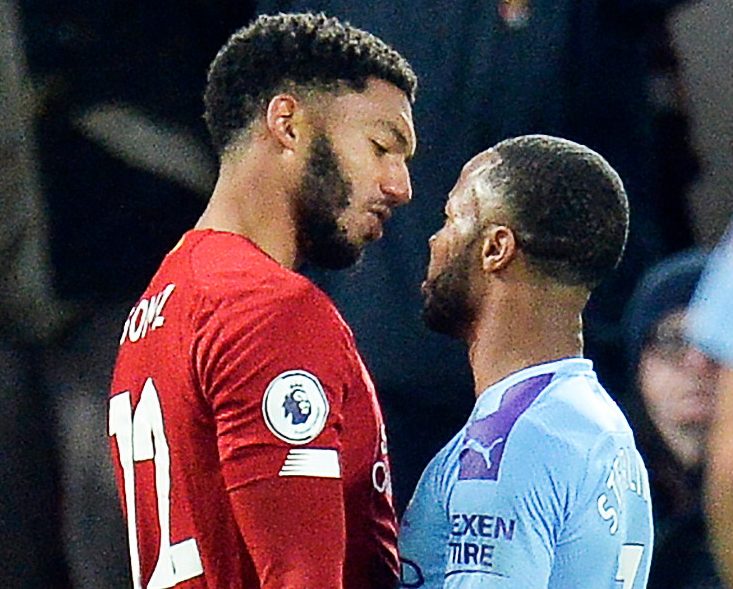  Gomez and Sterling clashed during Liverpool vs Man City on Sunday