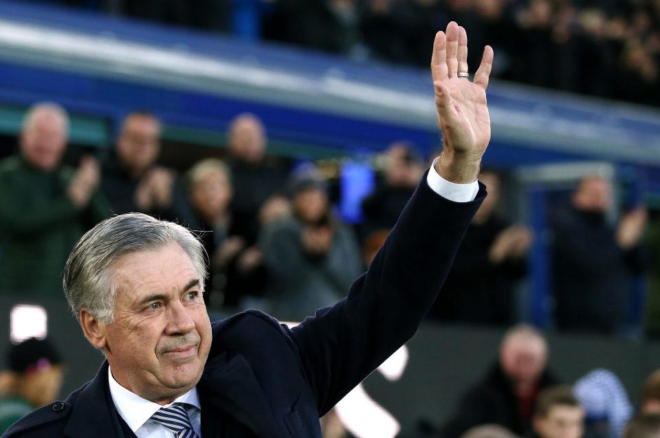  Ancelotti was given a hero's welcome by the Everton faithful