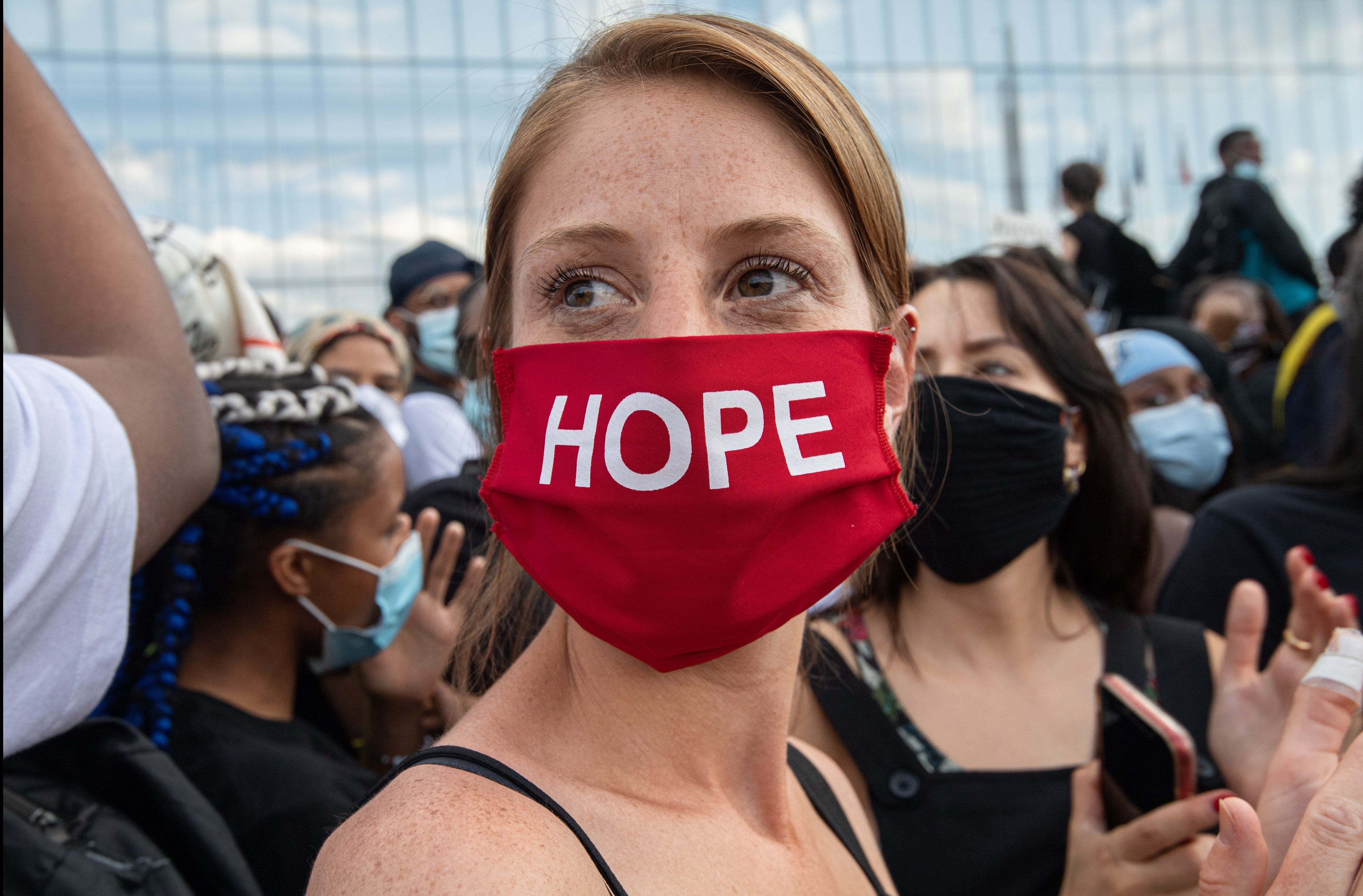  One woman donned a face mask to inspire positive change in light of the weeks events